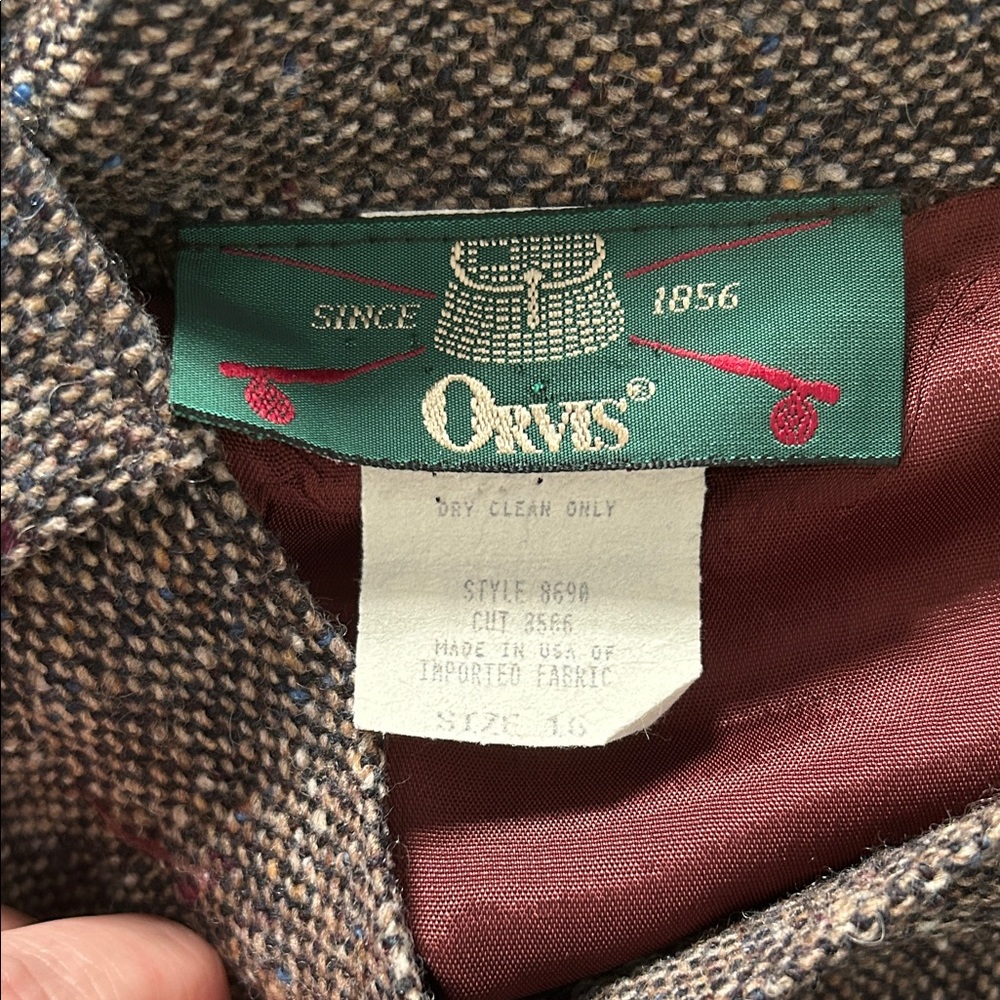 Vintage Wool Orvis Dark Brown A-Line Skirt - Picture 2 of 9
